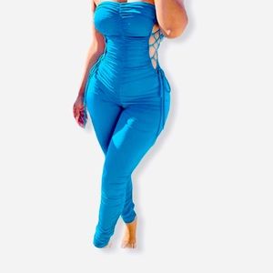 Sexy Lace-up Pleated Tube Jumpsuit